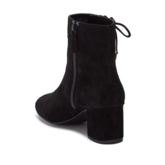 Cole Haan Womens Black Suede Side Zip Block Heel Round Toe Ankle Boot Sz 8.5 New - Picture 4 of 8